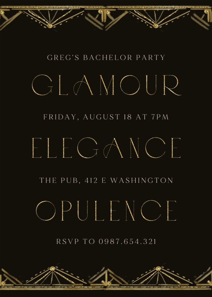 Big opulence text - bachelor party invitation